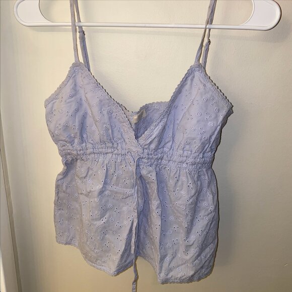 Brandy Melville Pointelle Top in Baby Blue - Picture 2 of 2